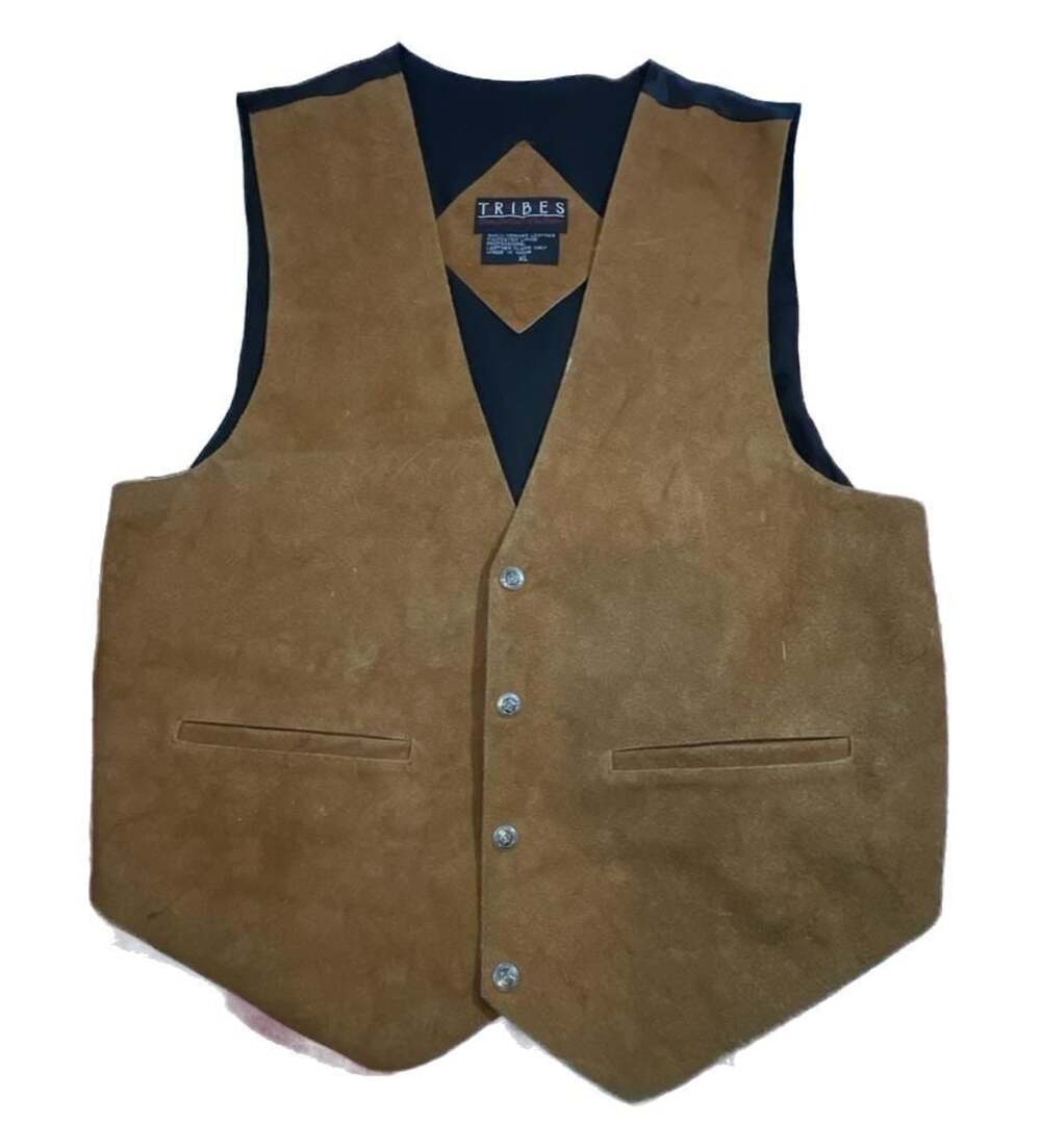 Tribes Western Cowboy Hippie Men's Brown Suede  Snap Button Vest XL